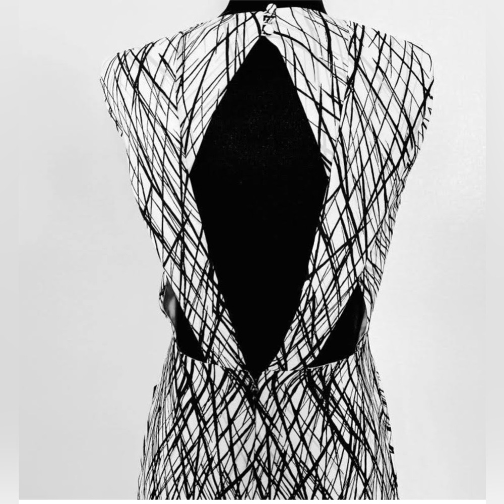 BCBGMAXAZRIA Chloey” Cutout Print Crepe Gown - worn once in fashion show. Size 2 - Picture 3 of 9